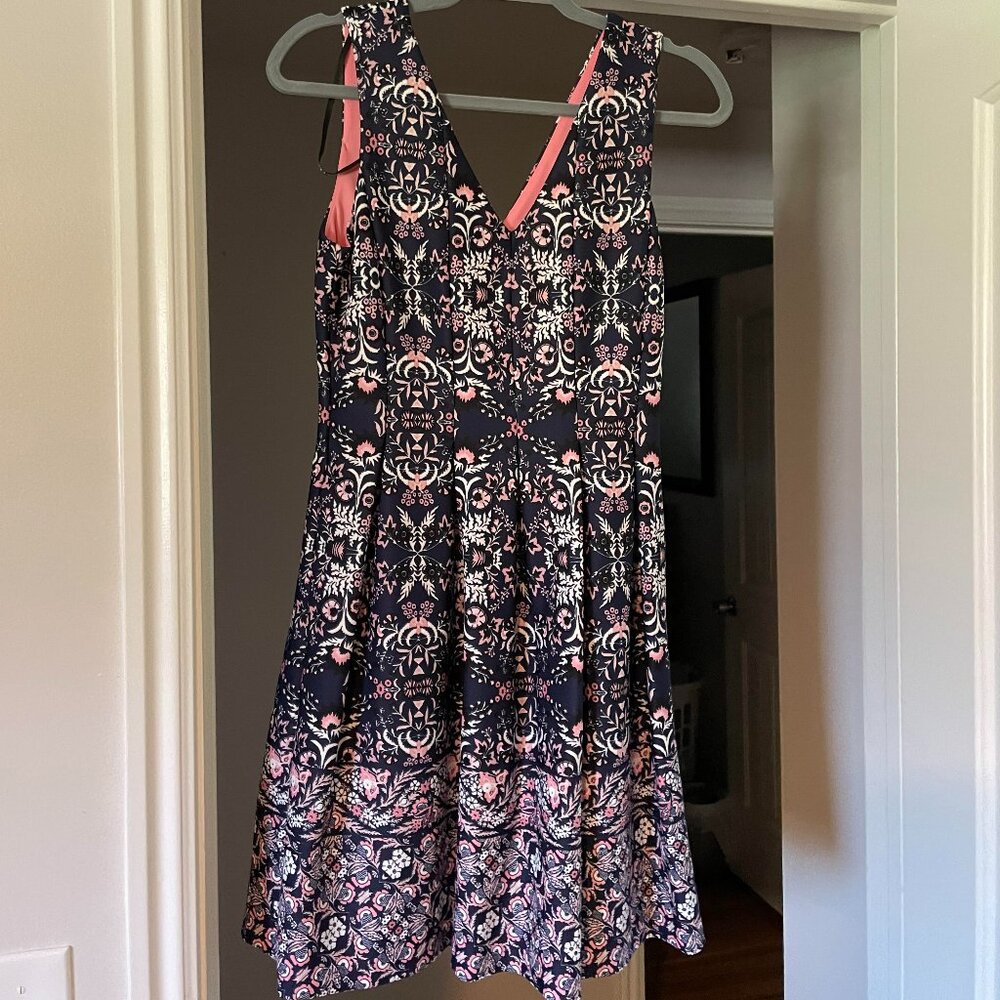 Vince Camuto Knee Length blue/pink wedding guest dress